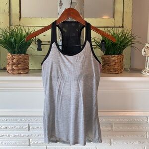 INPHORM Tennis Open Back Tank Top with Sports Bra Size XS Mesh Accents